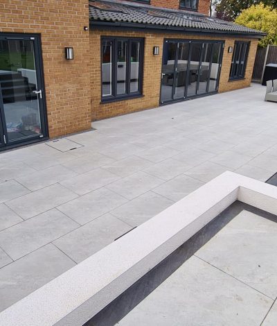 large porcelain patio installation in Norfolk