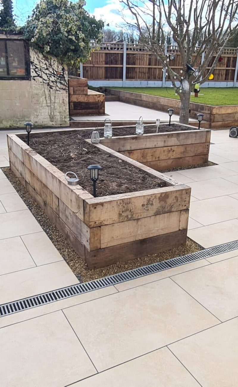planter in soft colour garden in norwich